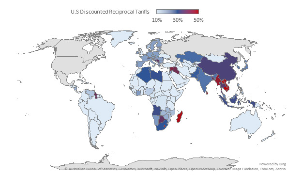 U.S Reciprocal Tariffs on all countries announced on April 2nd, 2025
