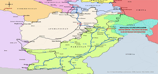 Map of Pakistan’s Trade Routes to Tajikistan Via Afghanistan