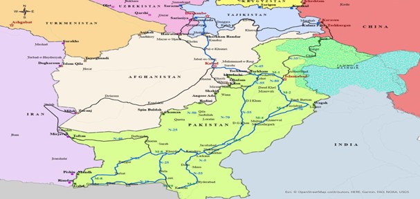Map of Pakistan’s Trade Routes to Tajikistan Via Afghanistan